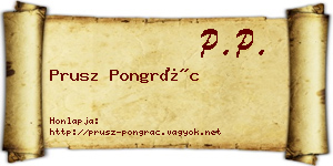 Prusz Pongrác névjegykártya